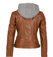 Alice Leather Jacket with Removable Hoodie
