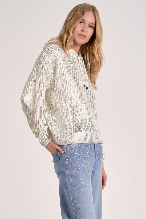 Farrah Metallic Hoodie Sweater