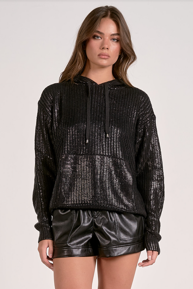 Farrah Metallic Hoodie Sweater