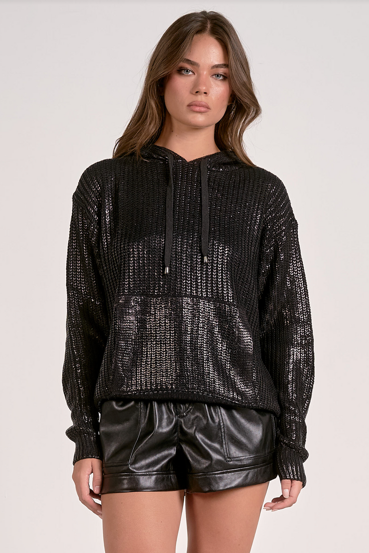 Farrah Metallic Hoodie Sweater