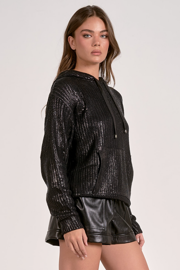 Farrah Metallic Hoodie Sweater