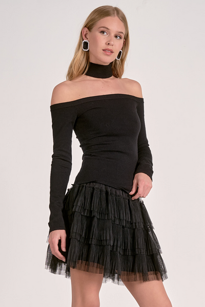 Taylor Off the Shoulder Choker Sweater
