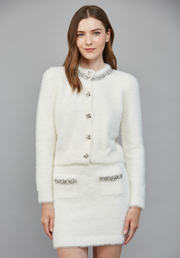 Be Jeweled Fuzzy Knit Cardigan