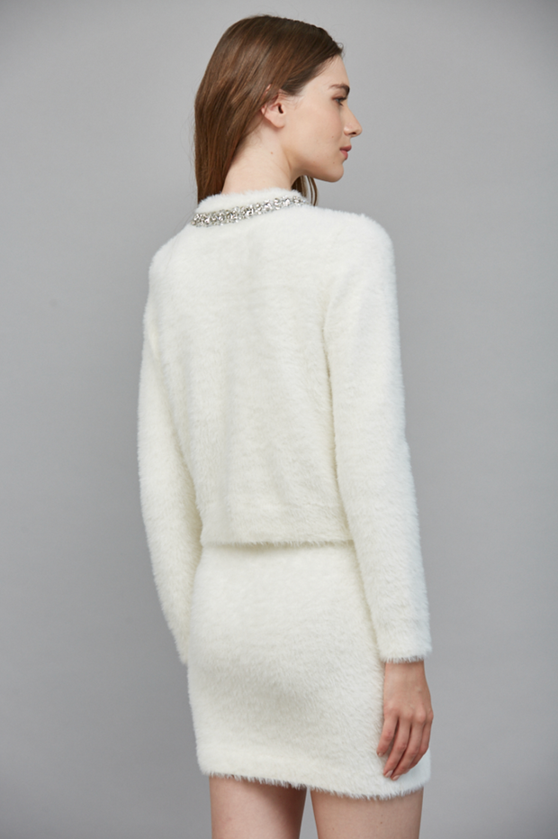 Be Jeweled Fuzzy Knit Cardigan
