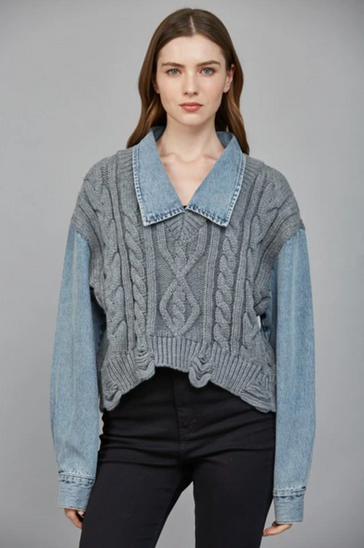 Ash Denim Knit Combo Sweater