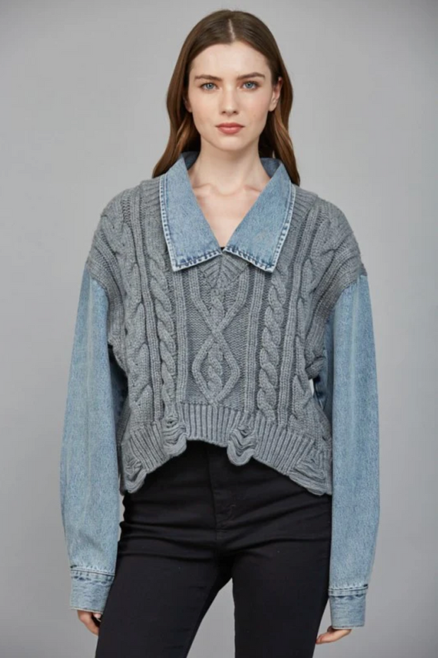Ash Denim Knit Combo Sweater
