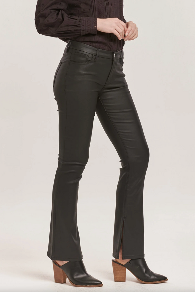 Jax Black Coated Bootcut Jean with Slit