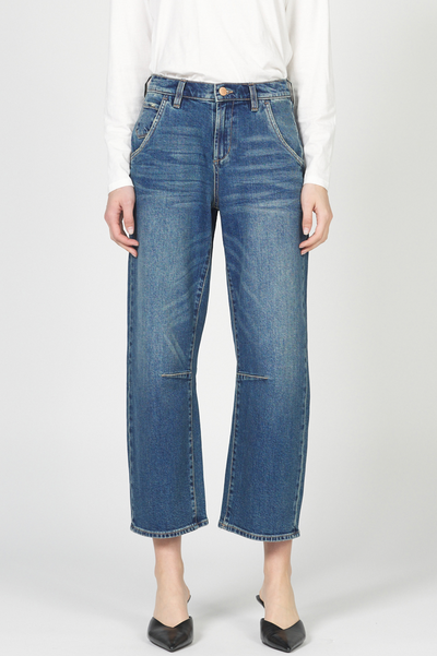 Teddi Barrel Leg Jeans - Blue