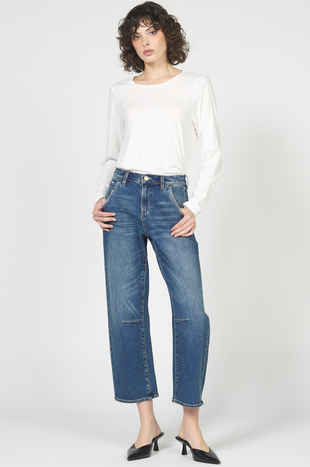Teddi Barrel Leg Jeans - Blue