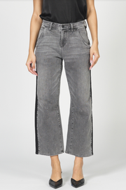 Teddi Barrel Leg Jeans - Charcoal/Black