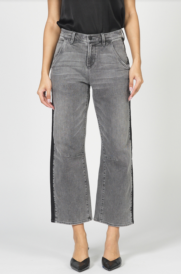 Teddi Barrel Leg Jeans - Charcoal/Black