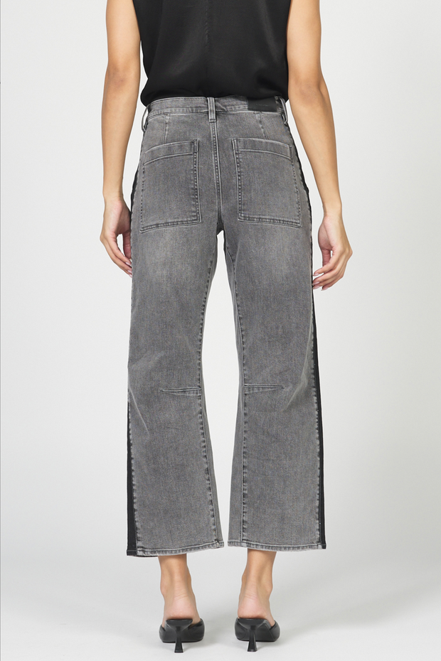 Teddi Barrel Leg Jeans - Charcoal/Black