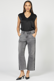Teddi Barrel Leg Jeans - Charcoal/Black