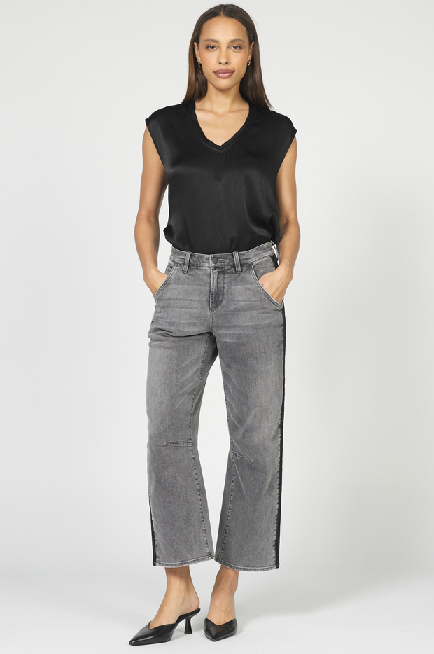 Teddi Barrel Leg Jeans - Charcoal/Black