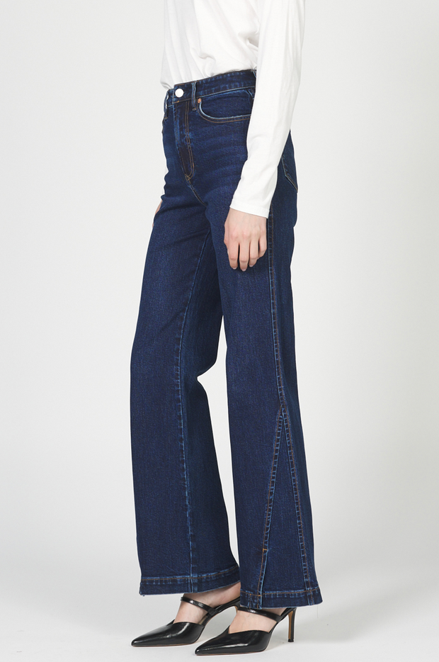 Fiona High Rise Wide Leg Jean - Dark Denim