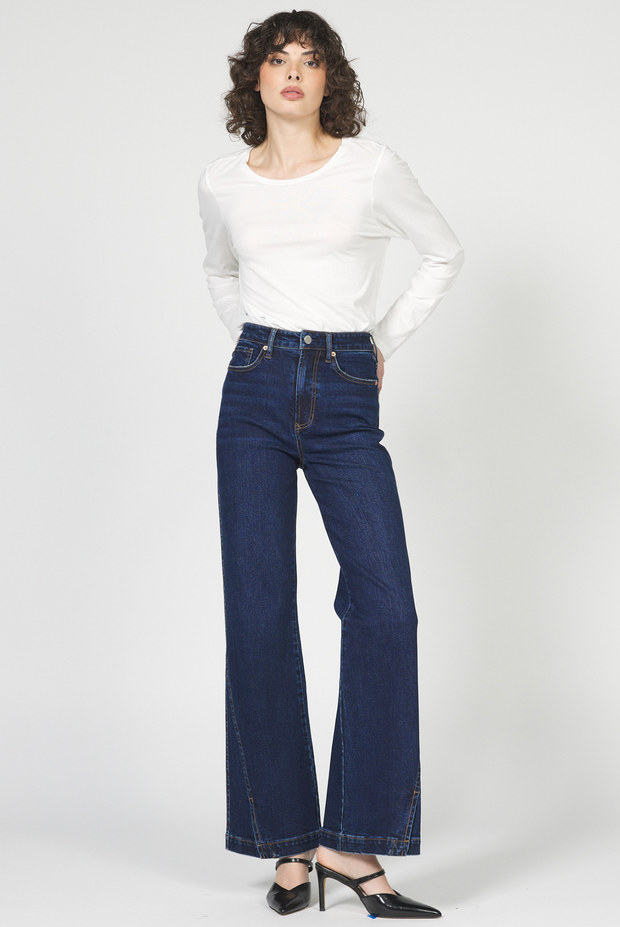 Fiona High Rise Wide Leg Jean - Dark Denim