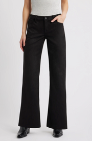Mia Faux Suede Comfort Low Rise Flare Pants - Black