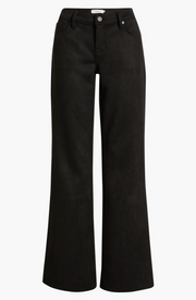Mia Faux Suede Comfort Low Rise Flare Pants - Black