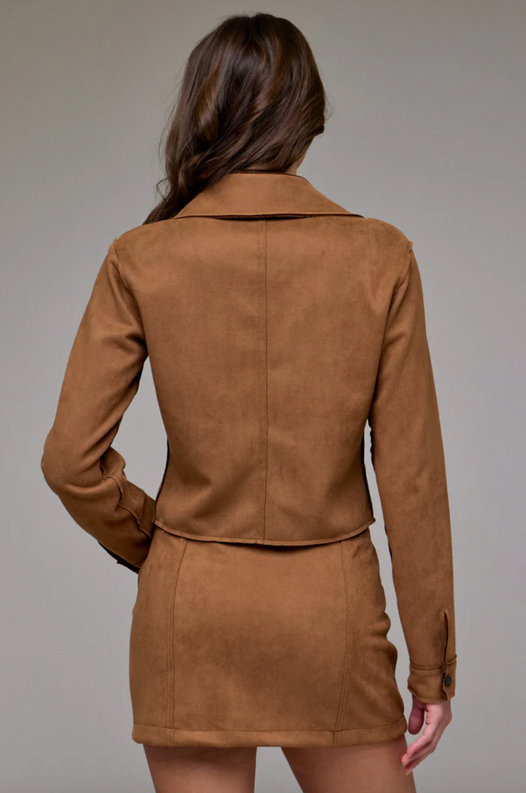 Shrunken Suede Button Up Shirt Jacket