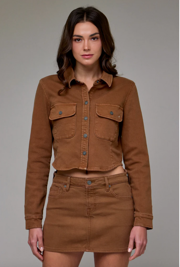 Tawney Wash Tapered Button Up Shirt Jacket