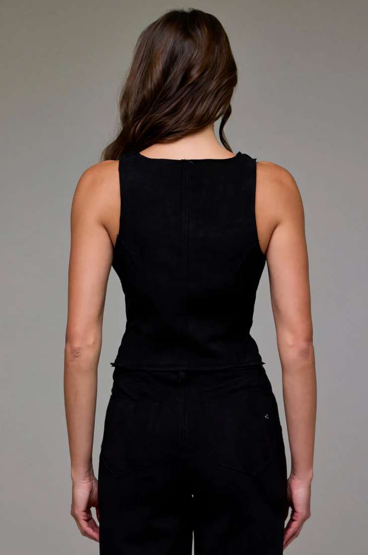 Suede Bodycon Front Zipper Top