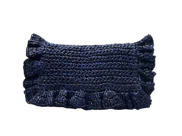 Riwana Raffia Ruffle Clutch