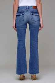 Reese Mid Rise Utility Pocket Flare Jeans