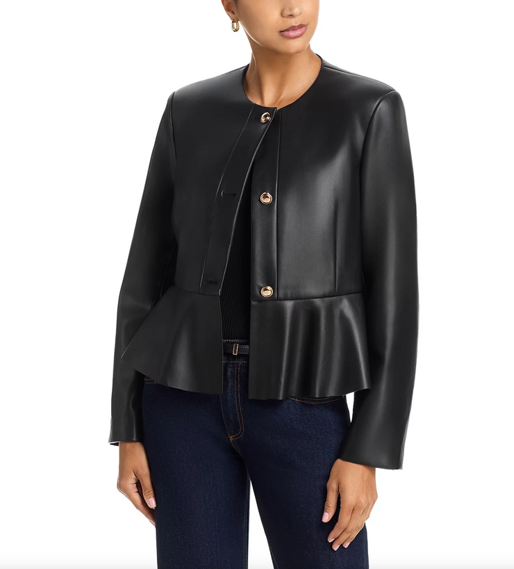 Viv Faux Leather Peplum Jacket