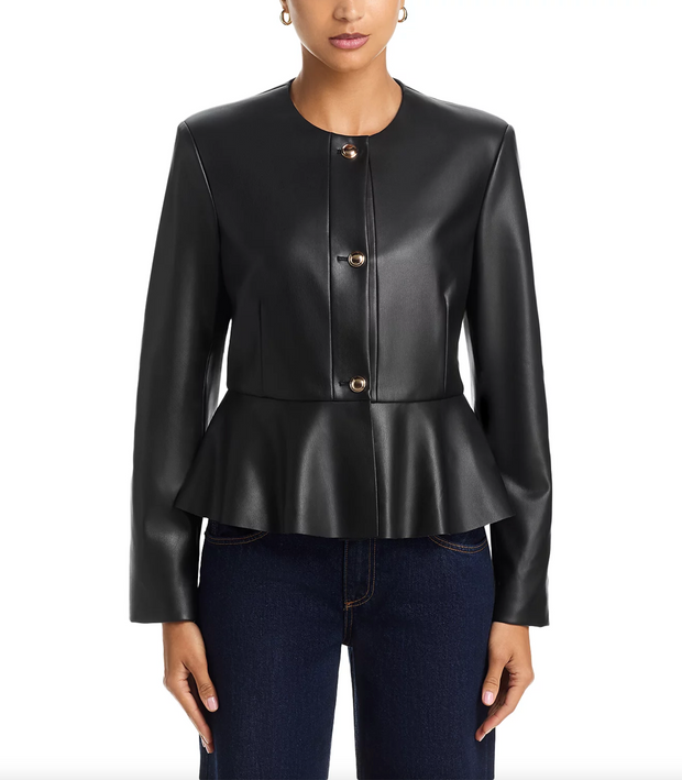 Viv Faux Leather Peplum Jacket