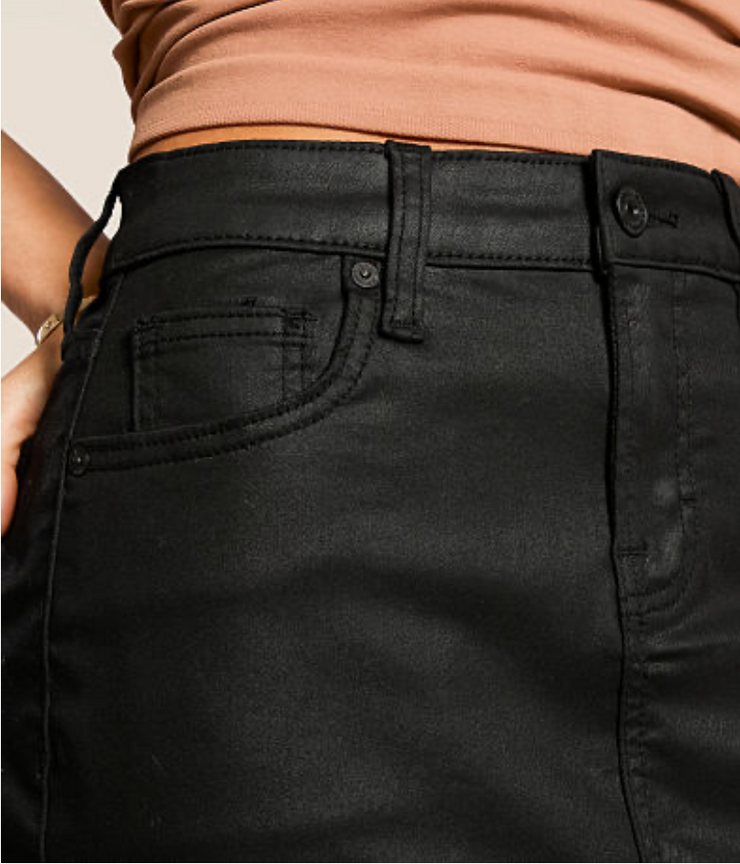 Peyton Low Rise Micro Mini Skirt - Black Coated