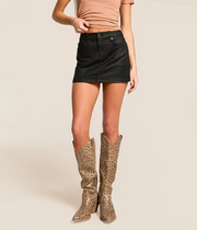 Peyton Low Rise Micro Mini Skirt - Black Coated