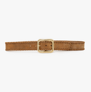 Tan Whipstitch Belt with Metallic Sheen