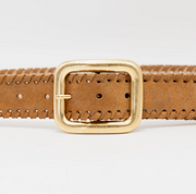 Tan Whipstitch Belt with Metallic Sheen