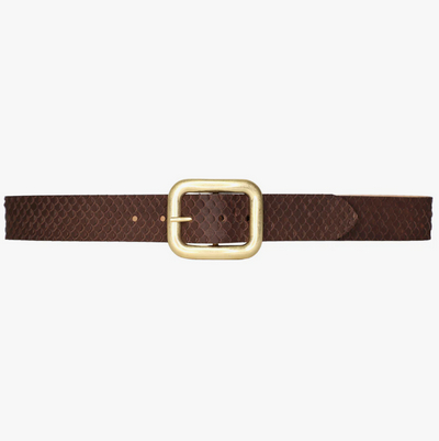 Brown Snake Embossed Leather Belt