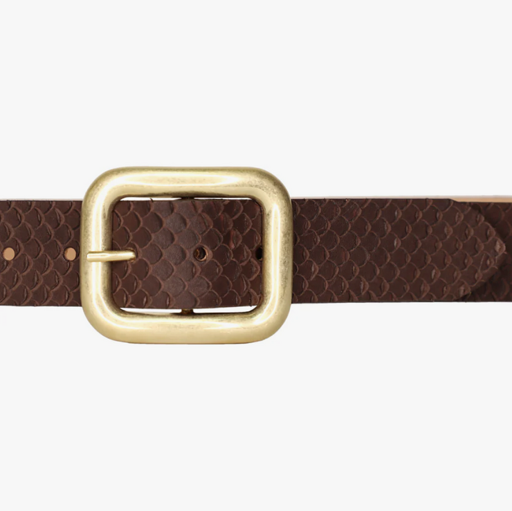 Brown Snake Embossed Leather Belt