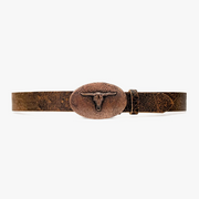 Copper Longhorn Leather Belt