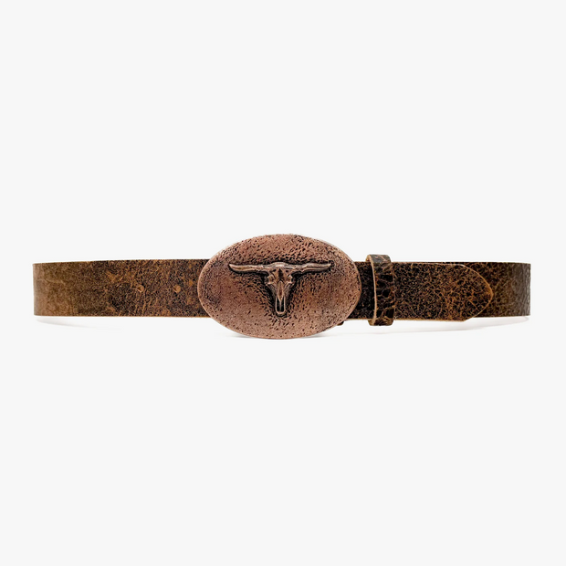 Copper Longhorn Leather Belt