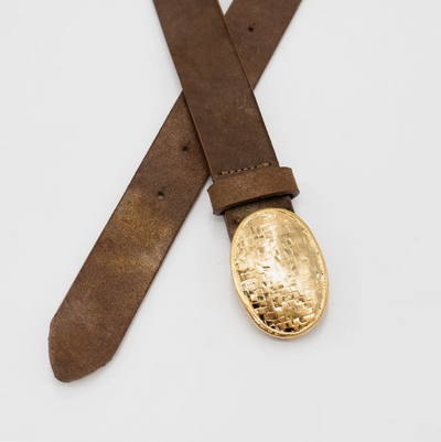 Textured Buckle Leather Belt