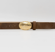 Textured Buckle Leather Belt