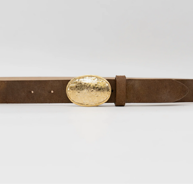 Textured Buckle Leather Belt