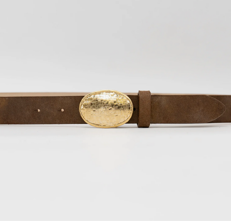 Textured Buckle Leather Belt