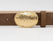 Textured Buckle Leather Belt