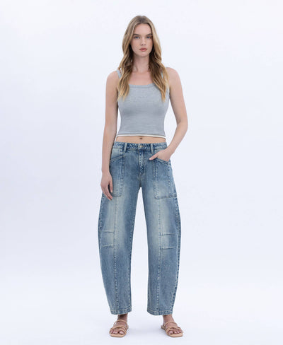 Serene High Rise Crop Barrel Jean