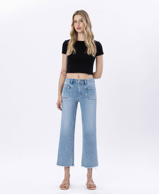 Daisy High Rise Crop Slim Wide Leg Jean