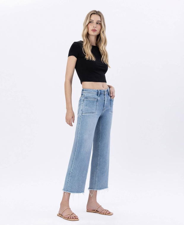 Daisy High Rise Crop Slim Wide Leg Jean