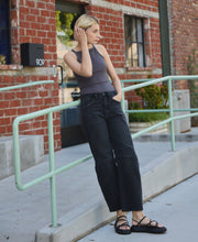 Rebel Black High Rise Barrel Jeans