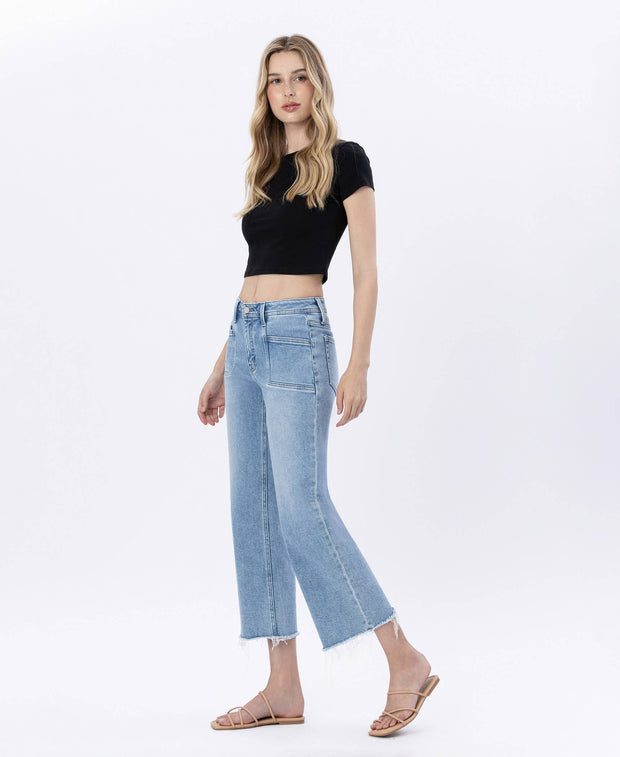 Daisy High Rise Crop Slim Wide Leg Jean