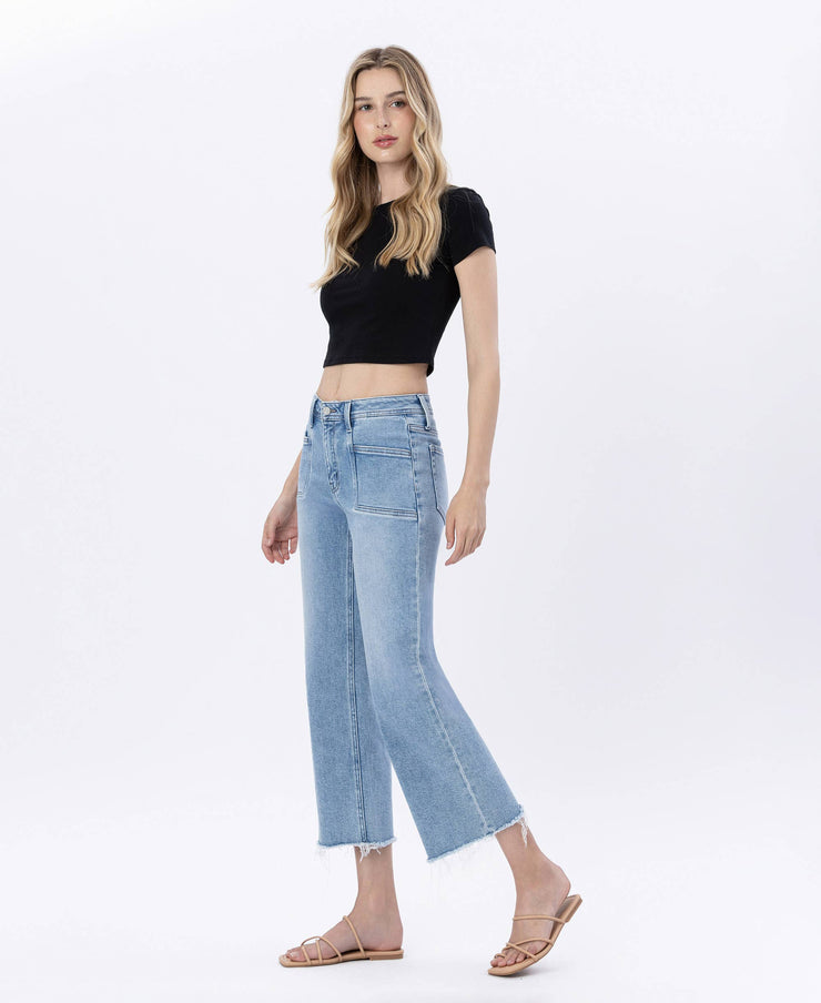 Daisy High Rise Crop Slim Wide Leg Jean