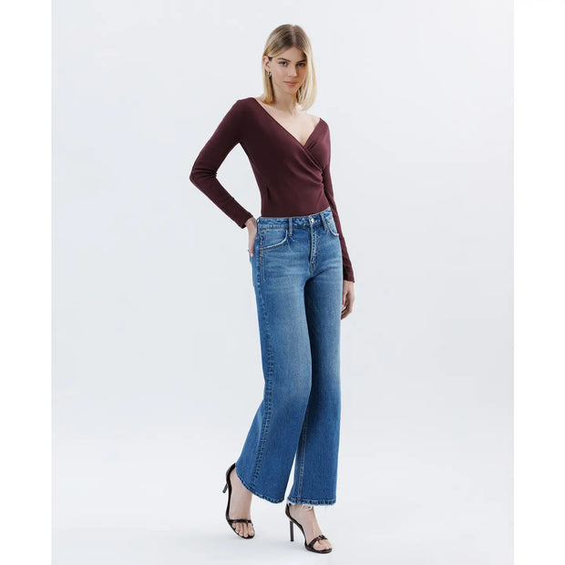 Studded High Rise Wide Leg Jean