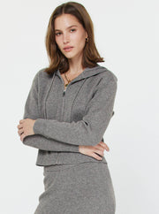 Paige Cropped Knit Hoodie Zip-up